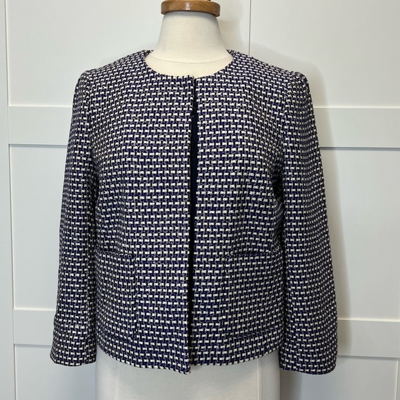 J. Crew Jackets & Blazers - J Crew Metallic Thread Navy Tweed Blazer Jacket 10